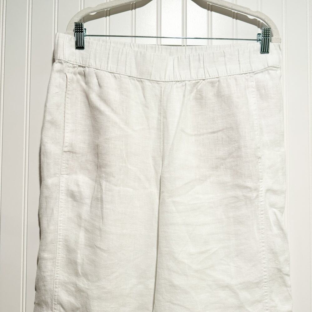 J Jill Pure Jill White Linen Pants Pull On Size Medium - Picture 2 of 6